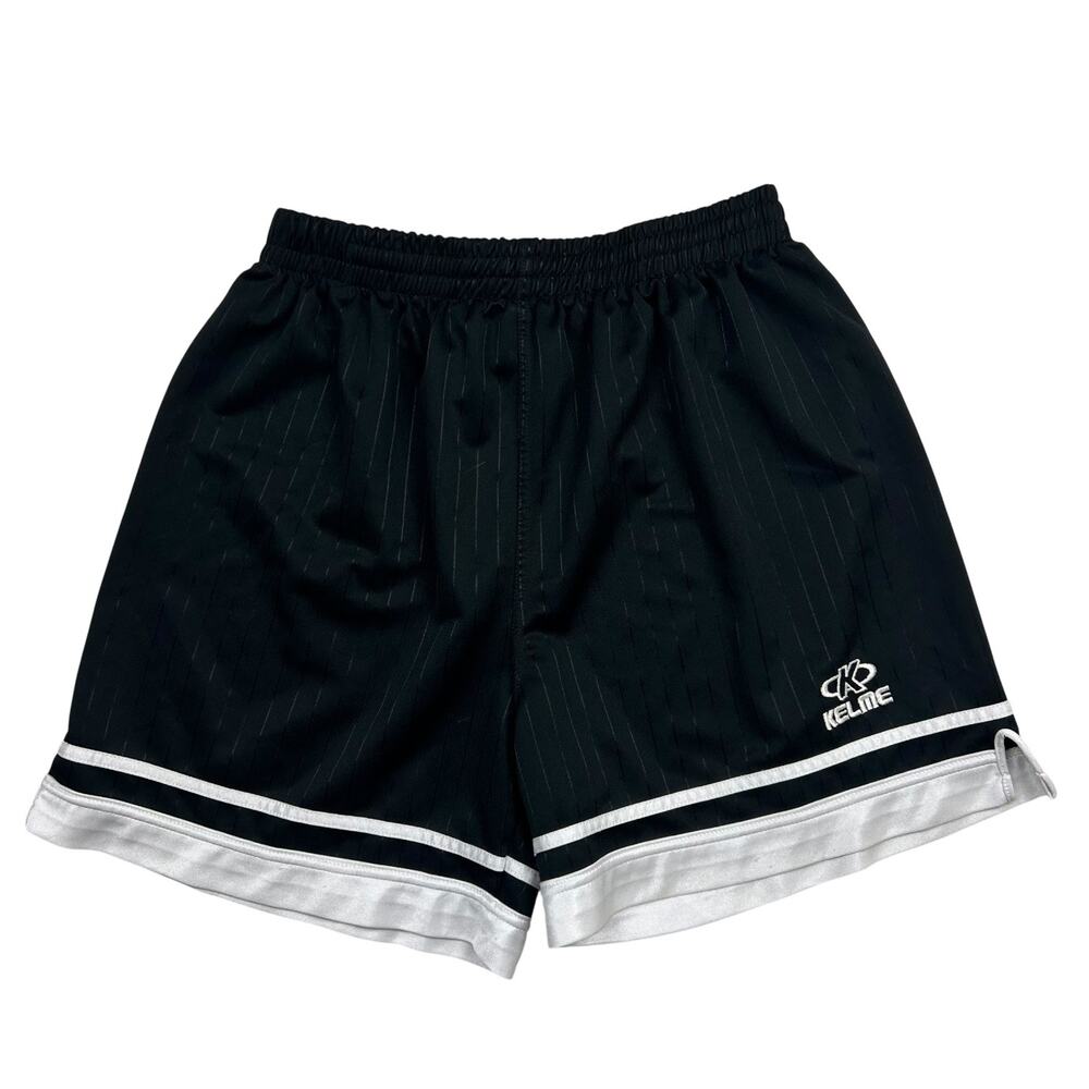 Kelme Football Shorts Mens Medium Black White Pinstripe Soccer Athletic Retro